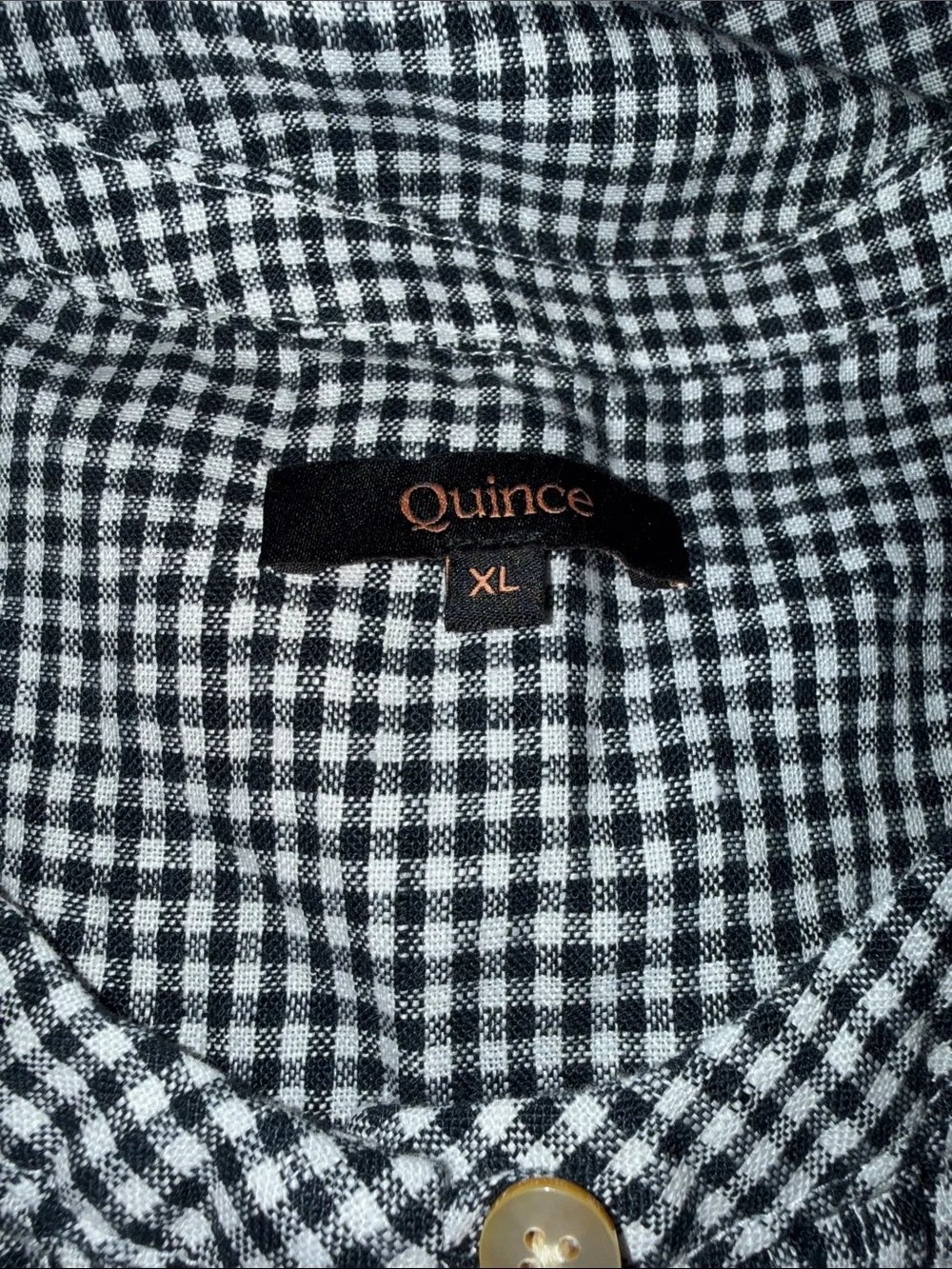 Quince Navy & White Gingham European Linen Sleeveless Swing Dress XL